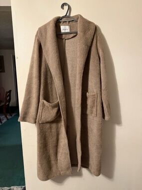 Ricki's Taupe Open Front Long Shawl Collar Cardigan